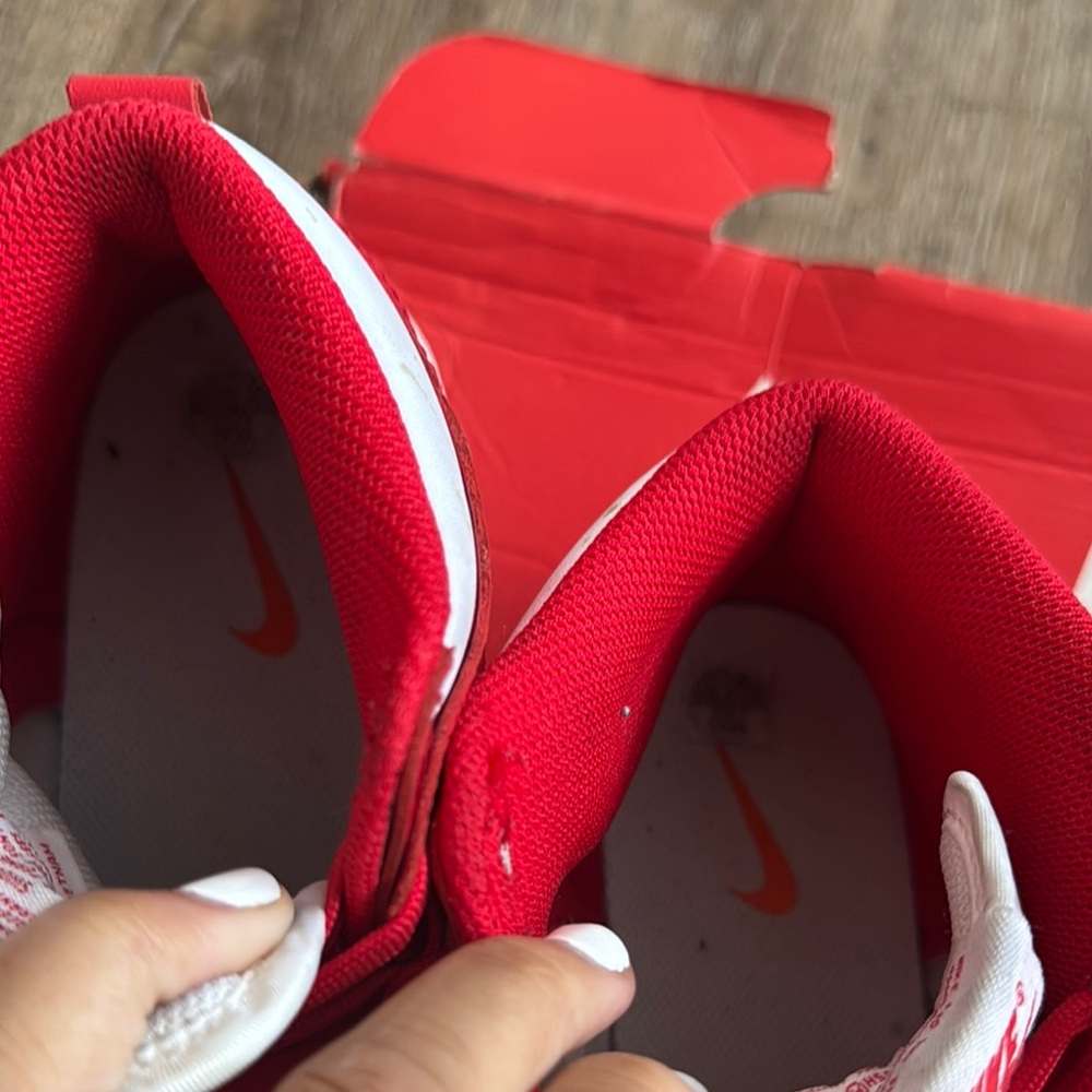 Authentic Nike Dunk Hi Red and White High-Top Sneakers - Picture 12 of 14